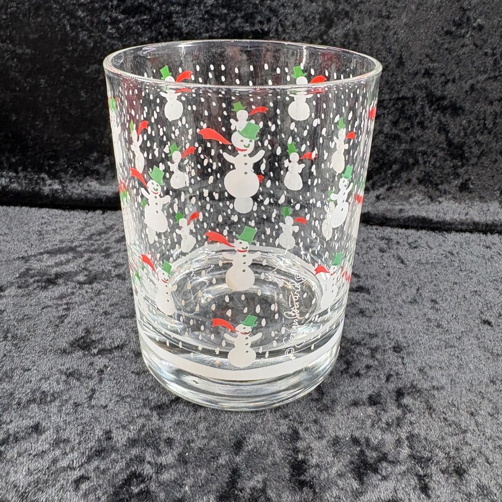 Georges‎ Briard Vintage Snowman Double Old Fashioned Glass and Coaster Set 8pc